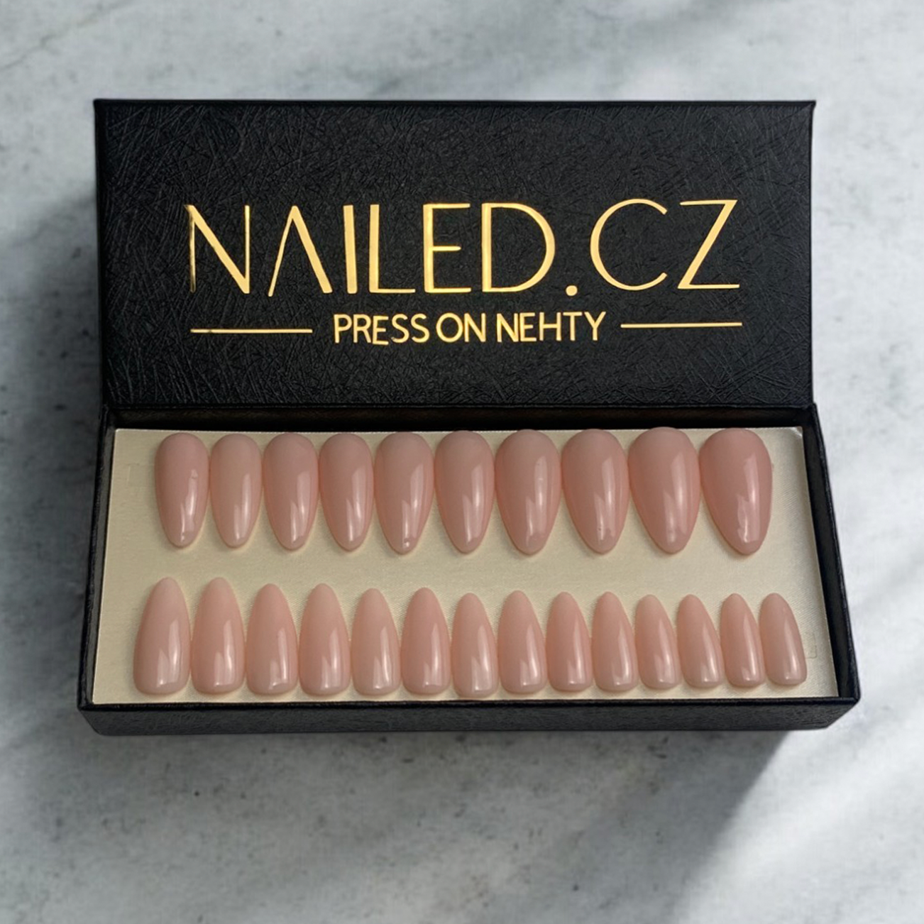 🎁 Natural Beige- Dlouhé Almond | DELUXE BOX 24ks nehtů